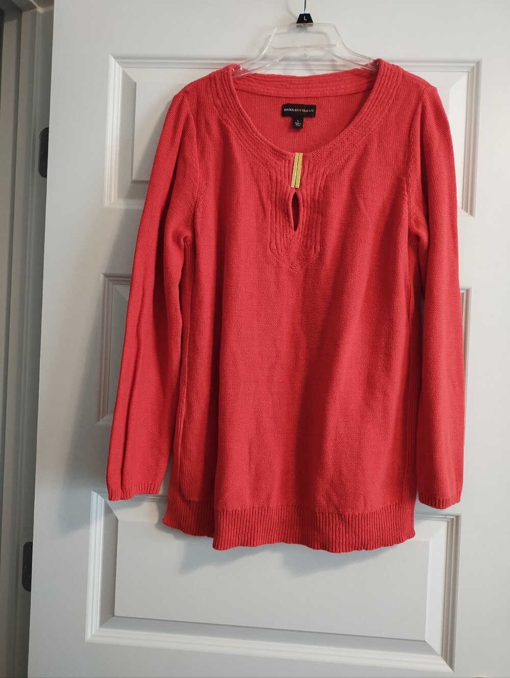 Dana Buchman Pink Coral Long-Sleeve Knit Top